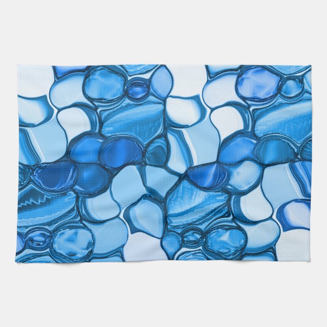 Rund som stenar i royalets blå nyans kökshandduk (Horisontell)