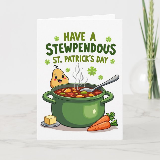 Rund Stew St Patricks Dag Kort (Framsida)