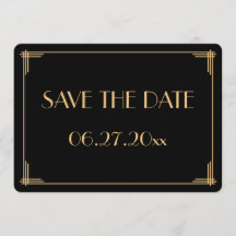 Rund Stor Gatsby Art Deco Bröllop Spara Datum