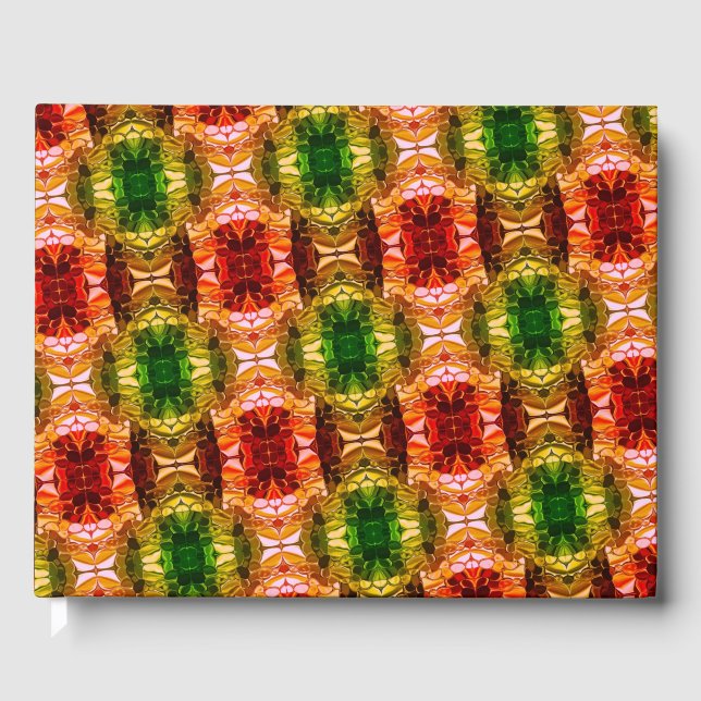 Rund teckning genererar röda former, gröntar och g gästböcker (Framsida)