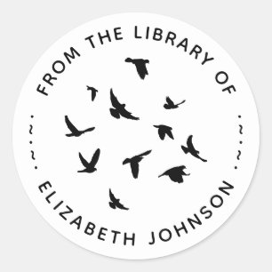 Rund typografi Fåglar Från Biblioteket Av Runt Klistermärke