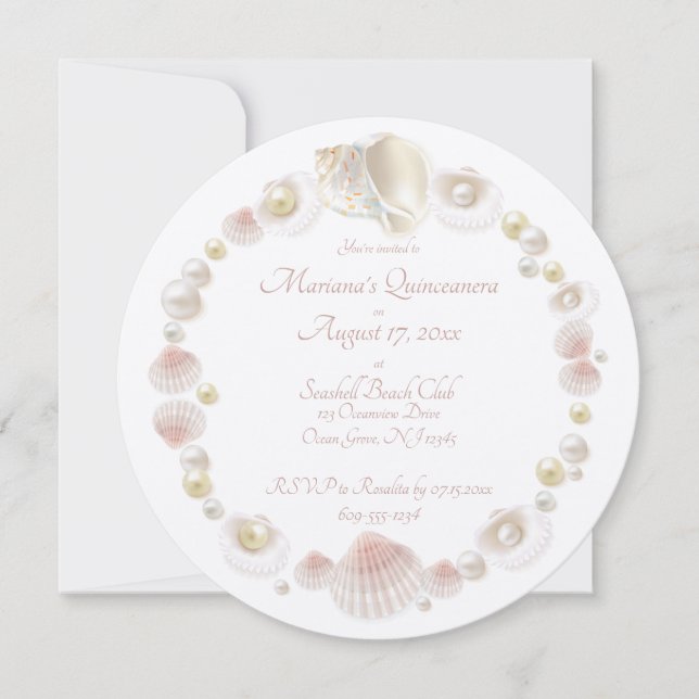 Rund under Sea Quinceanera Party Seashells (Framsida)