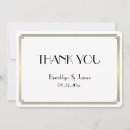 Rund Underbar Gatsby Art Deco Guld Bröllop Tack Kort