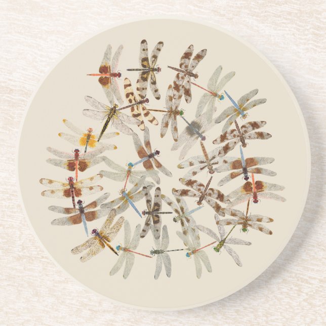 Rund Underlägg av Dragonflies Sandsten (Framsidan)
