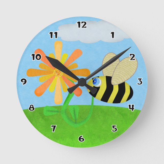 Rund väggklocka för Lycklig Bee (Framsida)