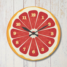 Rund vägglås av färska citrusfrukter: köksskugga stor klocka