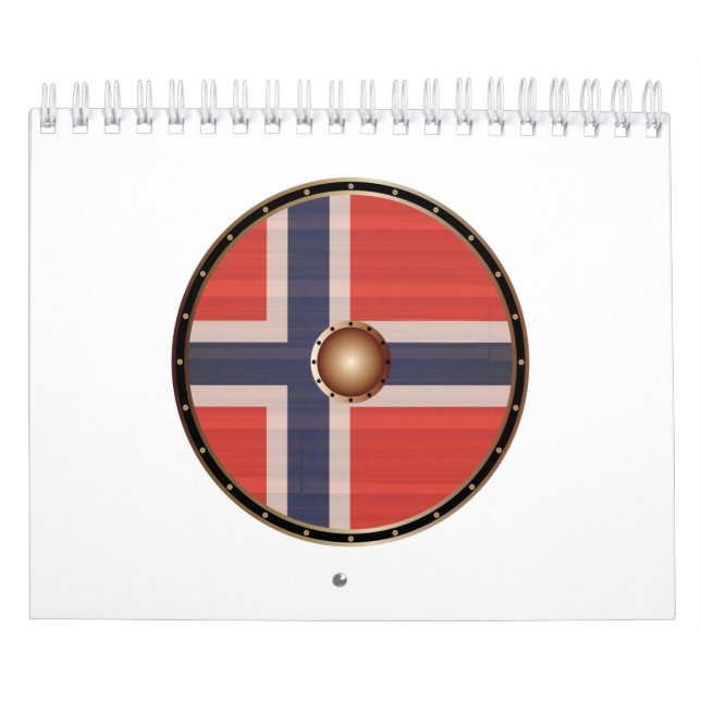 Rund Viking Shield med norsk Flagga. Kalender (Omslag)