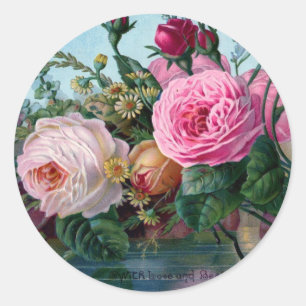 Rund Vintage Blommigt Runt Klistermärke
