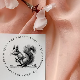 Rund Vintage Red Squirrel Namn & Returadress Stämpel