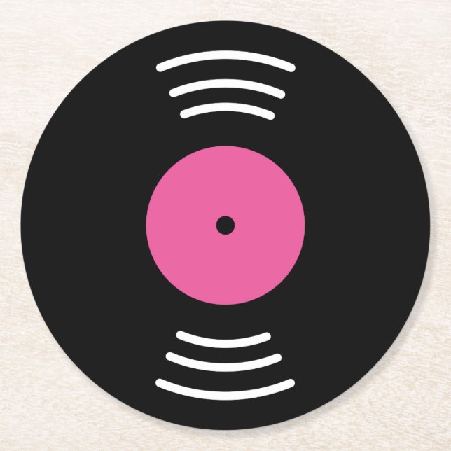 Rund vinylmusikinspelning papper novelty underlägg (Framsidan)