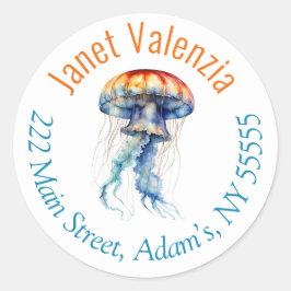 Runda adressetiketter runt klistermärke