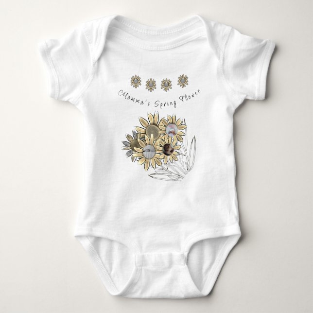 Runda Baby Photo Momma Daisy Vår Blommor T Shirt (Framsida)