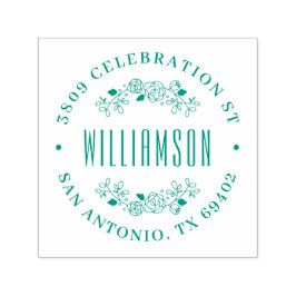 Runda Blommigten Family Namn Returadress Självfärgande Stämpel