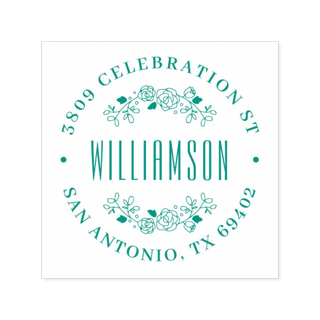 Runda Blommigten Family Namn Returadress Självfärgande Stämpel (Design)