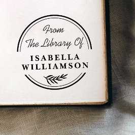 Runda botaniska från bokplattans Bibliotek Självfärgande Stämpel