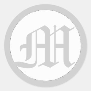 Runda bröllops kuvertförslutare med monogram runt klistermärke