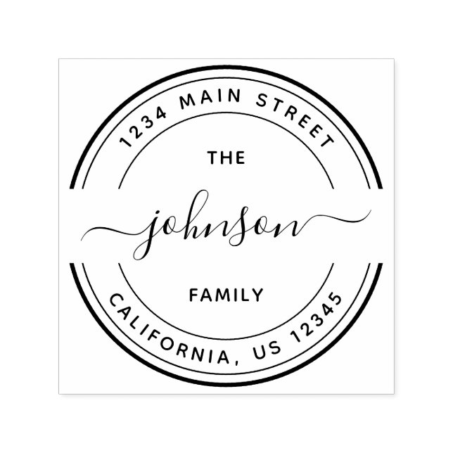 Runda Calligraphy-skriptfamiljens Returadress Självfärgande Stämpel (Design)