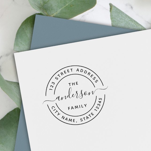 Runda Calligraphy-skriptfamiljens Returadress Självfärgande Stämpel (Skapare uppladdad)