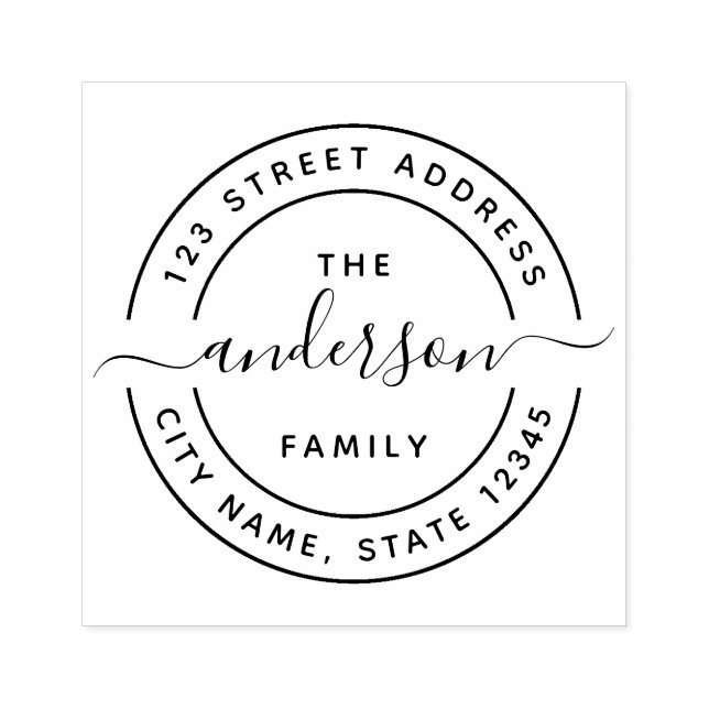 Runda Calligraphy-skriptfamiljens Returadress Stämpel (Tryck)