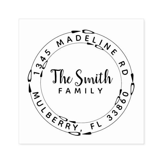 Runda cirkelformade pilar Heart Returadress Frimär Stämpel (Tryck)