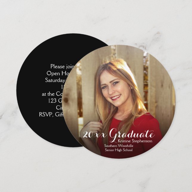 Runda cirkelfotskuggor, Anpassningsbar Studenten Inbjudningar (Fram/baksida)