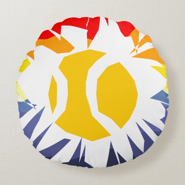 Runda dekorativ kudde med färgad tennis boll desig (Framsidan)