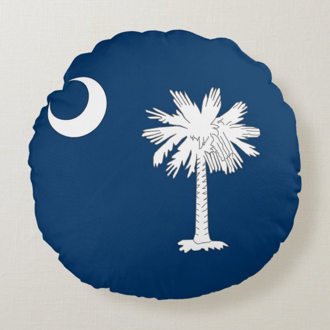 Runda Dekorativ kudde med flagga av South Carolina (Framsidan)