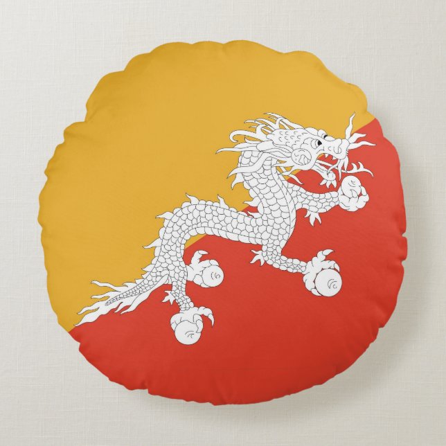 Runda Dekorativ kudde med flagga Bhutan (Framsidan)