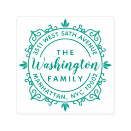 Runda Elegant Script Family Namn-Returadress Självfärgande Stämpel