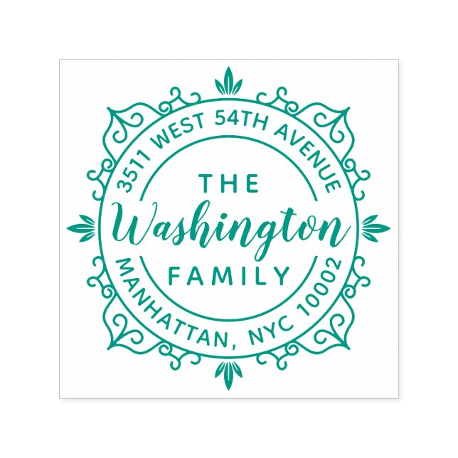 Runda Elegant Script Family Namn-Returadress Självfärgande Stämpel (Design)