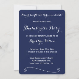 Runda Eleganten Navy Blue Bachelorette Party Inbju Inbjudningar