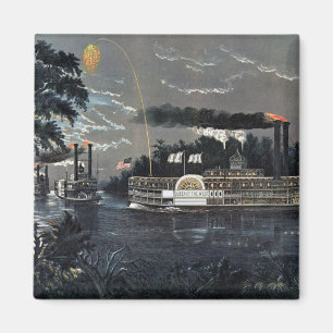 Runda en krökning på den Mississippi steamboaten Magnet