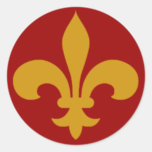 Runda Fleur de Lis Stickers GULD Runt Klistermärke