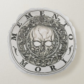 Runda för MementoMori Carpe Diem silver Rund Kudde