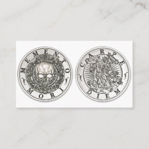 Runda för MementoMori Carpe Diem silver Visitkort