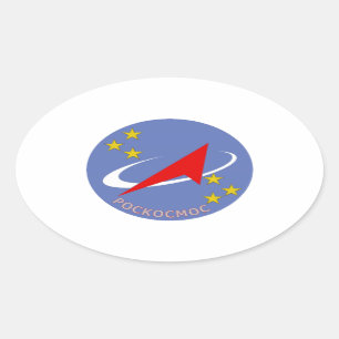 Runda för Roscosmos flyglogotyp Ovalt Klistermärke