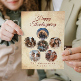 Runda former Collage 6 Photo Happy thanksgiving Julkort