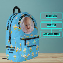 Runda foto- och textblå Nappar Baby