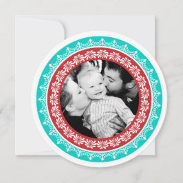 Runda fotokort för Festive Helgdag Julkort