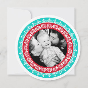 Runda fotokort för Festive Helgdag Julkort