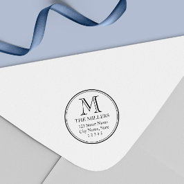 Runda Gräns-familjen Namn Monogram Adress Självfärgande Stämpel