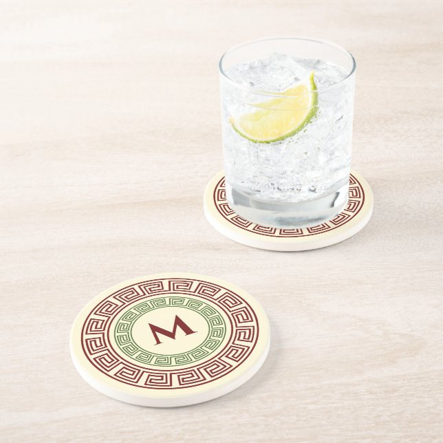 Runda grekiska Anpassningsbarna Nyckel Monogram Underlägg (Sidan)