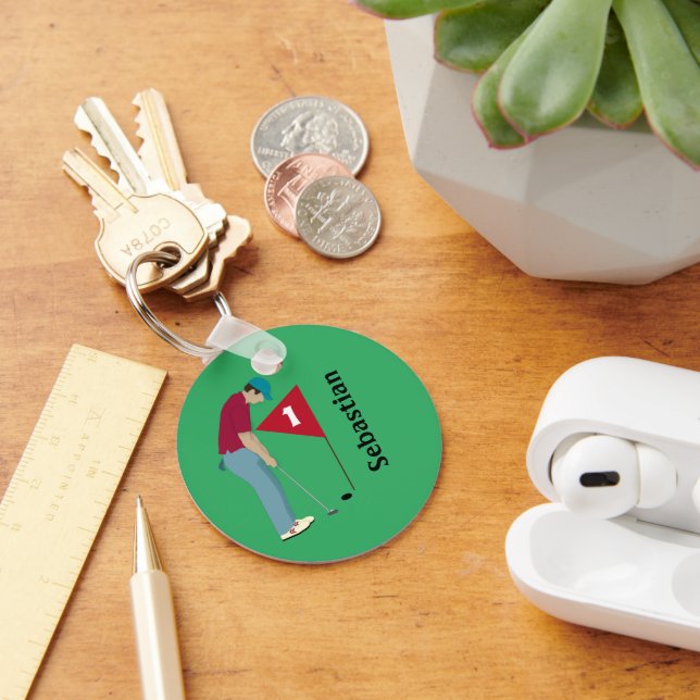 Runda Gröntar Golf Thned Nyckelring (Skrivbord)