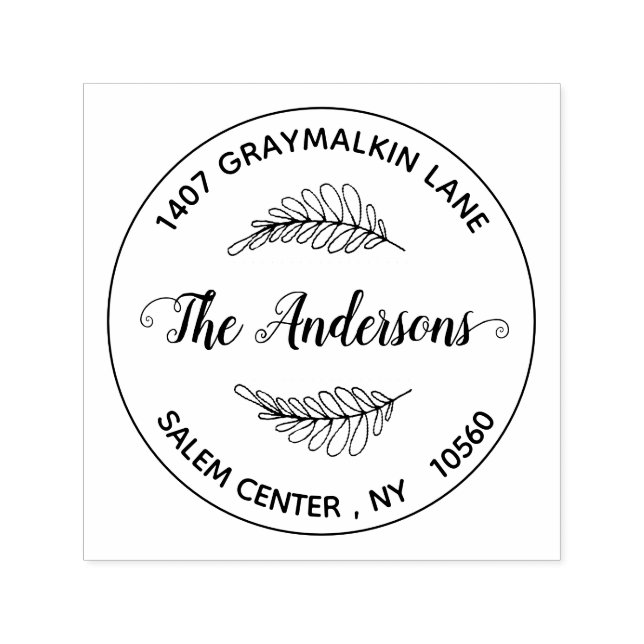 Runda handskrivna blad anpassade returadresser självfärgande stämpel (Design)