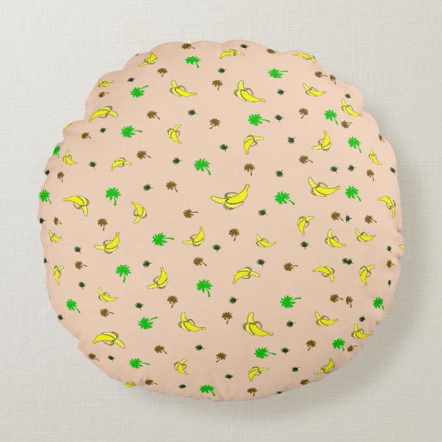 Runda kuddar med banan och handflatan mönster (Framsidan)