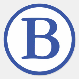 Runda kuvertförseglingar med Monogram - marinblå Runt Klistermärke