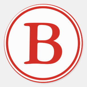 Runda kuvertförseglingar med Monogram - röd och vi Runt Klistermärke