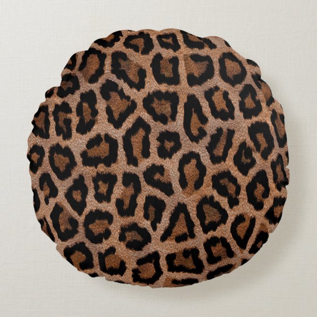 Runda leopard Skriv ut Pillow Rund Kudde (Framsidan)
