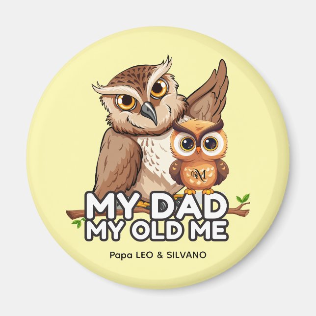 Runda magnet : Min gamla mig i Pappa (gult) (Framsidan)