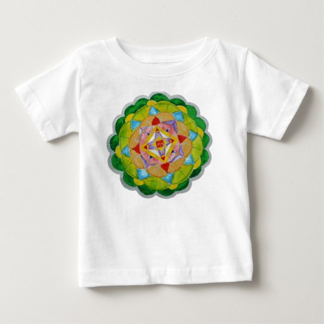 Runda Mandala Småbarn Ruffle-adress T Shirt (Framsida)
